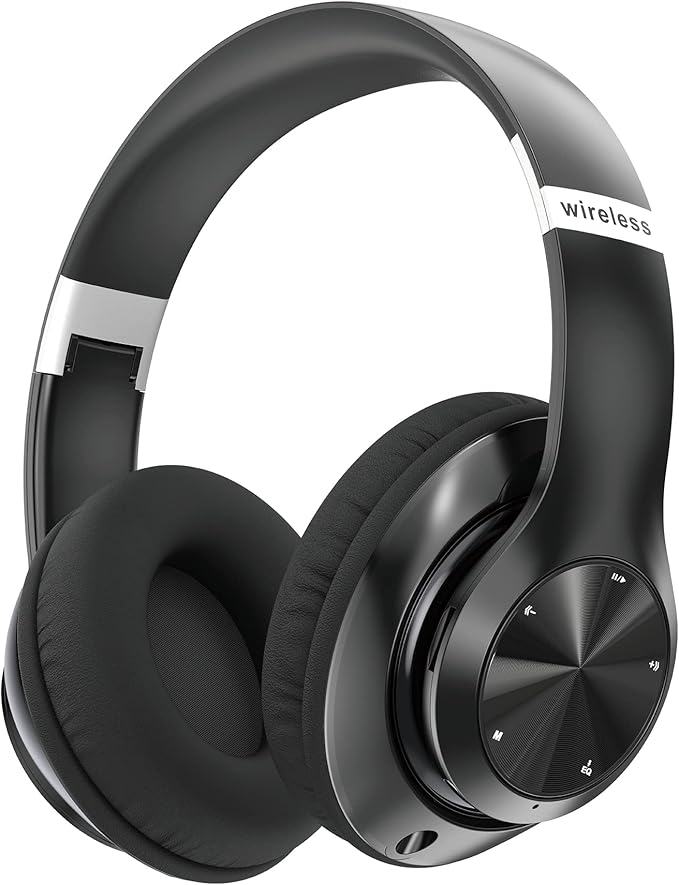 Headphones Wireless Bluetooth with Mic, Wireless Headphones Over Ear with Hi-Fi Audio Deep Bass,3.5MM Cable,Soft-Earpads (NO ANC)