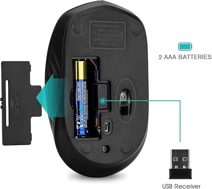 Rii Wireless Mouse,2.4G Portable Computer Mice for PC, Laptop, Windows,Office Included Wireless USB dongle (Black+Pink)