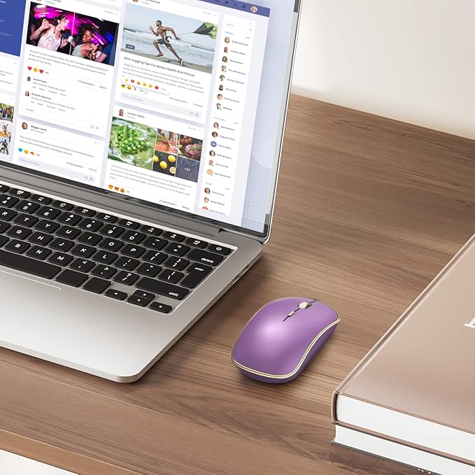 JOYACCESS Silent Wireless Mouse - 2.4G Portable & Ergonomic with 5 DPI Levels for Desktop, Notebook, PC & Laptop (Purple)