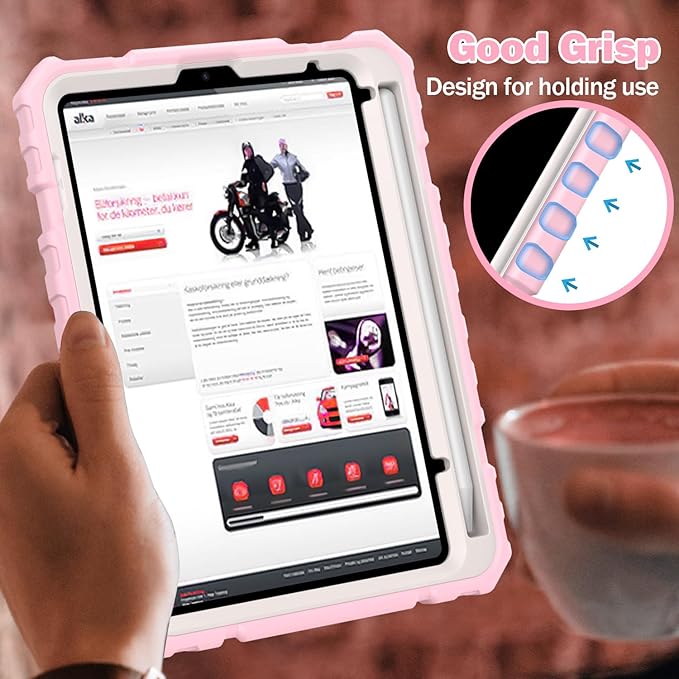 Grifobes Case for iPad mini 7 (A17 Pro) 2024 / Mini 6 2021 8.3 inch, Heavy Duty Shockproof Rugged Cover with Pencil Holder Stand, for I Pad Mini 7th/6th Gen 8.3" Case (Light Pink)