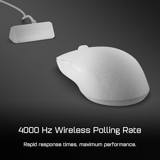 ENDGAME GEAR XM2w 4k Wireless Gaming Mouse – 4000Hz Polling Rate, Kailh GX Switches, PixArt PAW3395 Sensor, Lightweight ~63 g, White Frost