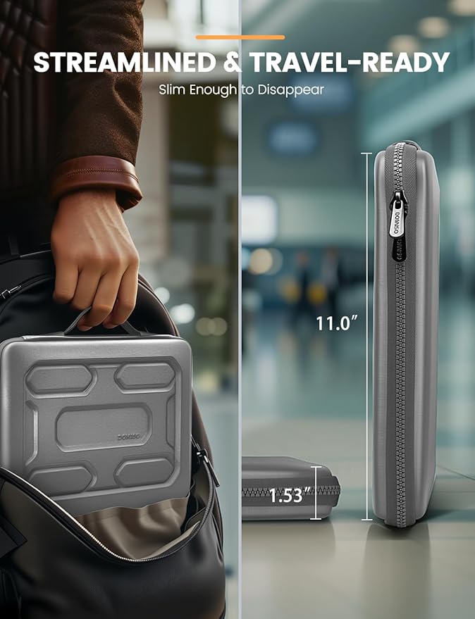 DOMISO 14 inch Laptop Sleeve with Handle Shockproof Computer Bag Waterproof EVA Protective Carrying Case for 14" ThinkPad E480/Yoga 920/13.5" Microsoft Surface Book/HP Pavilion 14 Stream 14, Silver