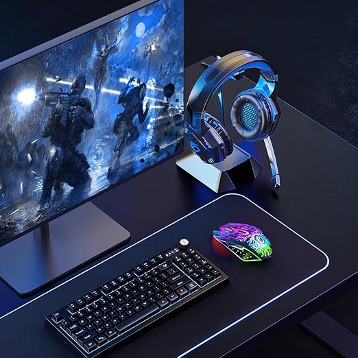 VersionTECH. Wireless Gaming Mouse, Rechargeable Computer Mouse Mice with Colorful LED Lights, Silent Click, 2.4G USB Nano Receiver, 3 Level DPI for PC Gamer Laptop Desktop Chromebook Mac-Black