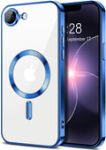 Hython Magnetic Clear for iPhone 17e Case with Camera Lens Protector [Compatible with MagSafe] Luxury Plating Edge Slim Soft TPU Cover Protective Phone Case for iPhone 17e 6.1", Deep Blue