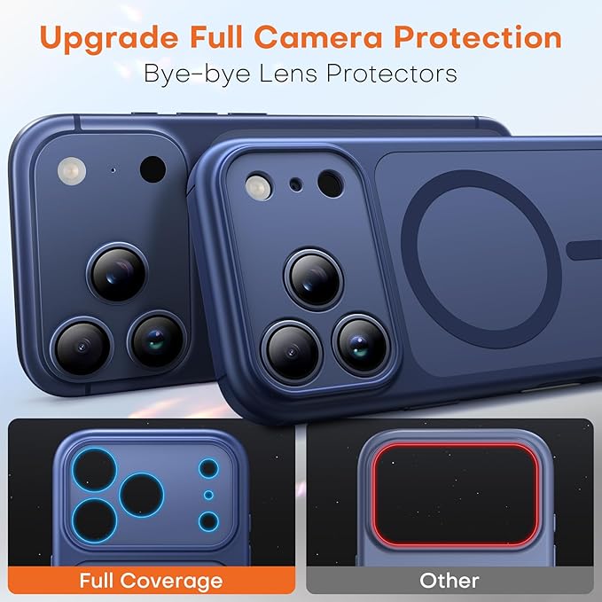 TAURI for iPhone 17 Pro Case, Compatible with MagSafe, (Full Camera Protection) Camera Control Cover Solid-Color Matte Magnetic Phone Case for 17 Pro 6.3", Blue