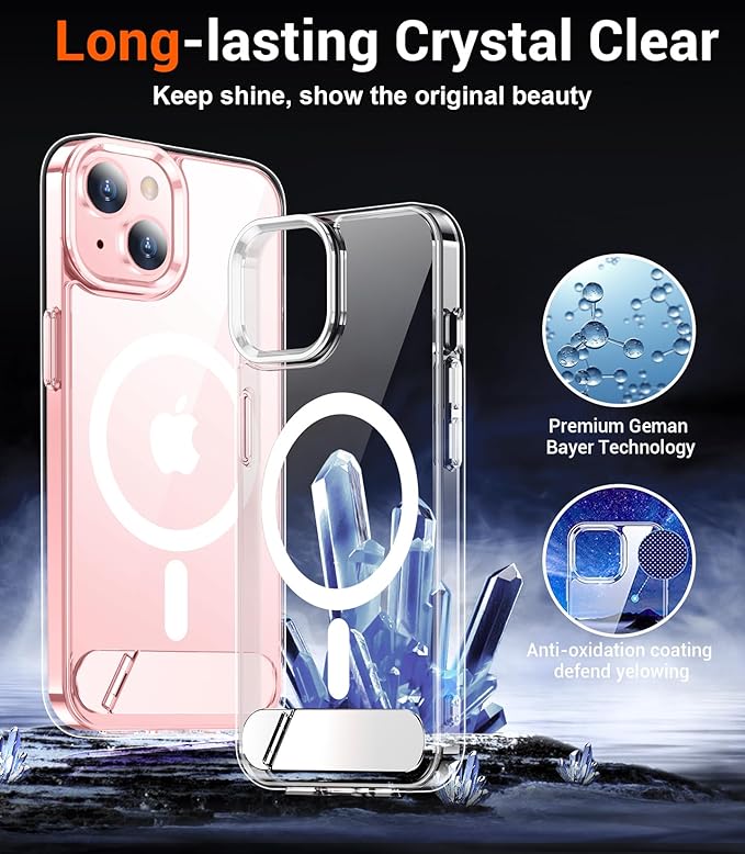Magnetic Compatible with iPhone 15 Case, [Built-in Invisible Kickstand][Compatible with MagSafe] [Military Grade Shockproof] Slim Thin Phone Case for iPhone 15 6.1"