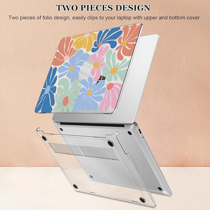 Case for 13-inch Microsoft Surface Laptop Copilot+ PC 2025 (Model 2095), Printed Pattern Ultra-Slim Plastic Hard Shell Case Protective Cover, Colorful Flowers
