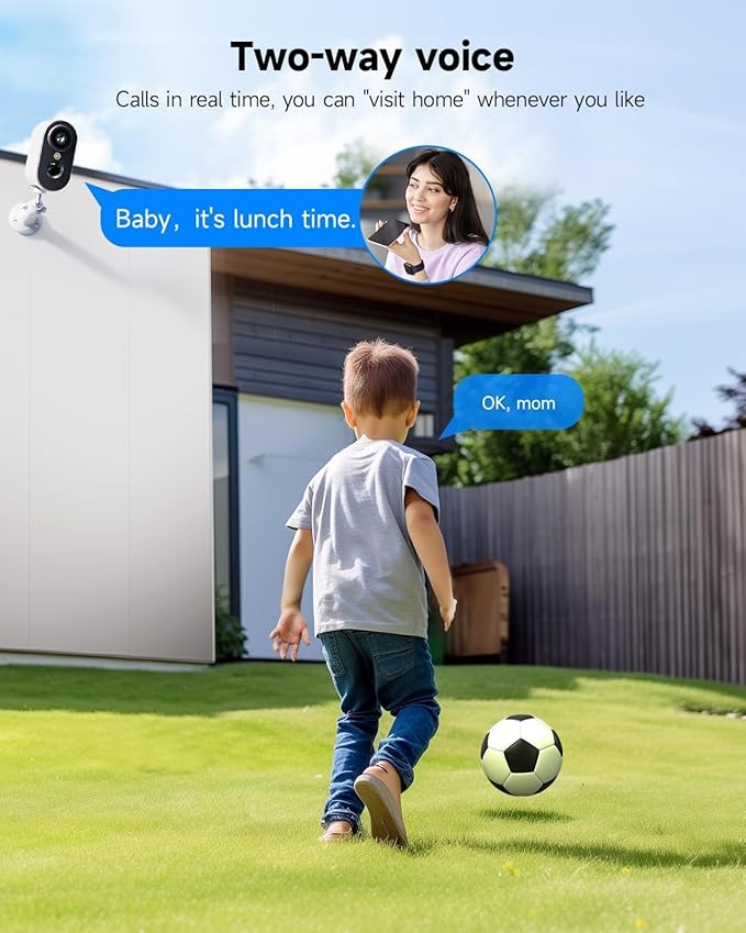 LIWAN Security Cameras Wireless Outdoor Indoor, 2.4GHZ WiFi Security Camera for Home Security, 2K HD Battery Powered, Color Night Vision, Motion Detection, 2-Way Talk