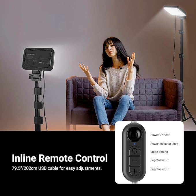 NEEWER Basics 2 Pack LED Video Light Panel Lighting Kit, 6.2" Dimmable Portable Studio Light with 53" Tripod Stand, 3200K-5600K/CRI95+ 810lux for Photography Video Recording Streaming Podcast, BP132