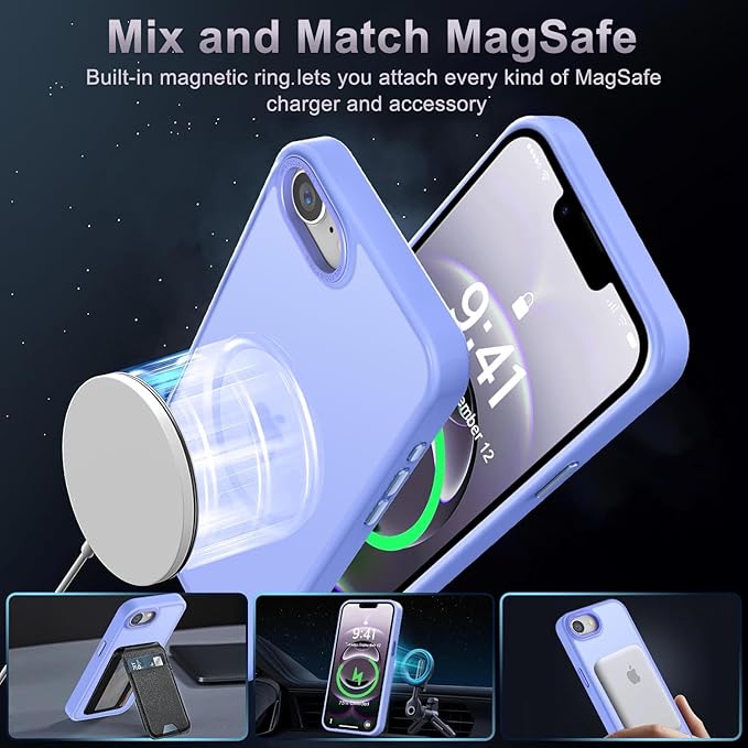 Newfuture Designed for iPhone 17e Case & iPhone 16e Case with Magnetic [13 FT Military Drop Protection] [Compatible with Magsafe] Translucent Shockproof with Anti-Fingerprint Phone Case, Light Purple