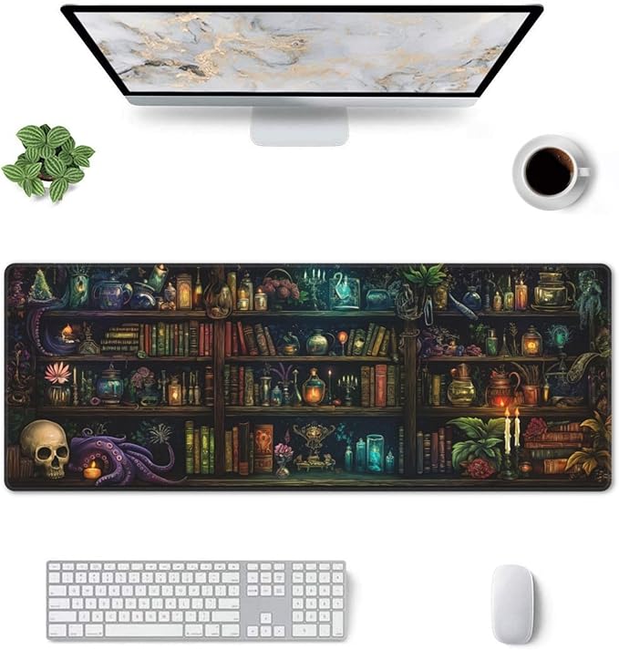 Library Mysterious Mouse Pad XL Large Mousepad Non Slip Rubber Base Desk Mat for Laptop Computer Gaming 31.5" X 12"