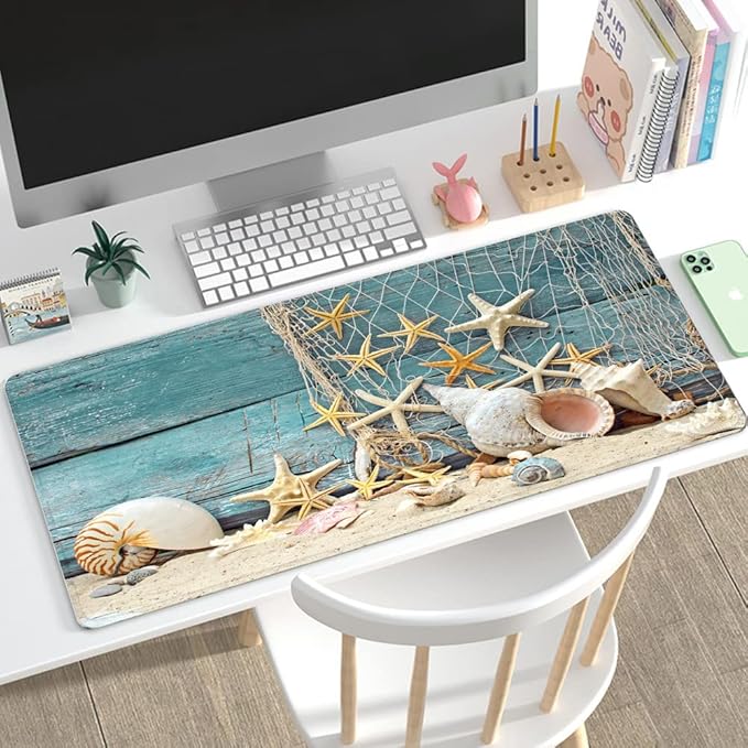 31.5x11.8 Inch Non-Slip Long Extended Large Gaming Mouse Pad with Stitched Edges XL Laptops Keyboard Mouse Mat(Starfish)