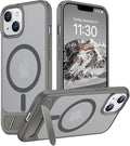 Magnetic Compatible with iPhone 14 Case/iPhone 13 Case,[Built-in Invisible Kickstand][Compatible with MagSafe][Military Grade Shockproof] Slim Translucent Matte Phone Case for iPhone 14/13 6.1"