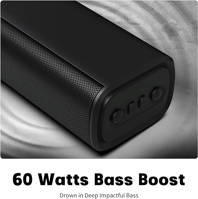 Rythflo Sound Bar for Smart TV, 16'/60W Soundbar with Impactful Bass, Dynamic Light and Remote Control, Wall Mountable TV Speakers with Bluetooth/Optical/3.5MM AUX for Gaming/PC/Projector