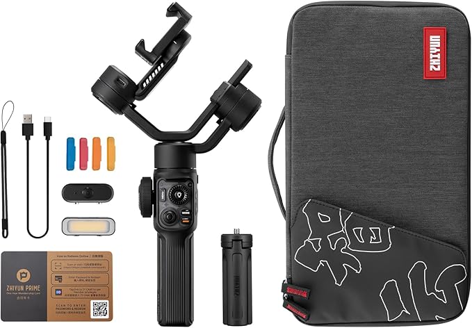 ZHIYUN Smooth 5S AI Pro Gimbal Stabilizer for Smartphone 3-Axis Phone Gimbal with AI Tracker, Magnetic/Built-in Fill Light, Storage Bag, iPhone Stabilizer for Video Recording Filming Vlogging