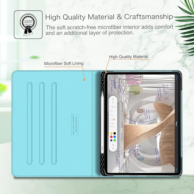 Fintie Folio Case for iPad Pro 12.9" 6th Generation 2022, Multi-Angle Smart Stand Cover w/Pencil Holder & Pocket, Also Fit iPad Pro 12.9 2021 5th & 2020 4th & 2018 3rd Gen, Blossom
