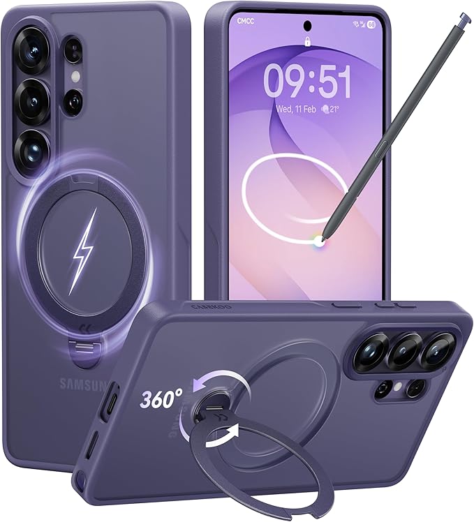 CASEKOO Cobalt Violet for Samsung Galaxy S26 Ultra Case with 360 Spin Magnetic Stand [Fit for MagSafe] [18FT MIL-STD Protection] Shockproof Invisible Ring Holder Matte Galaxy s26 Ultra Case 6.9''