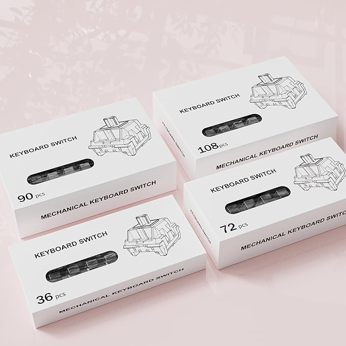 Zhouwang Burgundy Switch Mechanical Keyboard Replacement,3 Pin Linear/Accurate Typing/Dustproof/RGB Transparent Gaming Keyboard Switches(90Pcs)