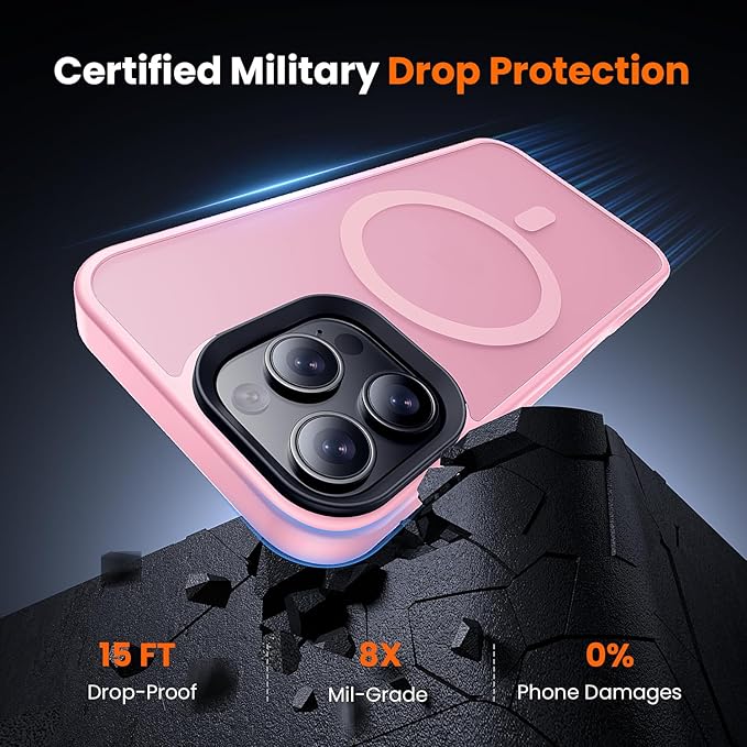 toushion 3 in 1 for iPhone 16 Pro Max Case with MagSafe, Screen Protector*1 Camera Lens Protector*1,Skin Feeling Back Military-Grade Protection for iPhone 16 Pro Max Phone Case 6.9 inch Pink