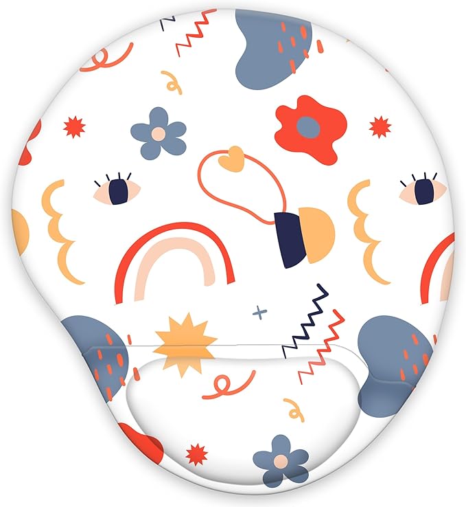Ergonomic Mouse Pad with Wrist Support,Cute Mouse Pads with Wrist Rest,Comfortable Mouse Pad for Home Office Gaming Working Computers Laptop,Pain Relief with Non-Slip PU Base (Floral Fantasy)