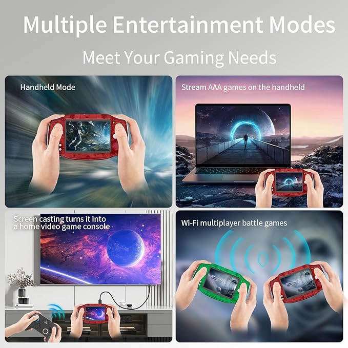 RG34XX Handheld Game Console 18K+ Preloaded Retro Games 35 Emulators 3.4” IPS Display 4K TV Output Classic Video Game Console Portable Gaming System with Fancy Case & Accessories (Red-128GB)