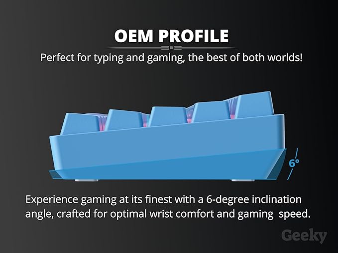 Geeky GK61 SE 60% | Mechanical Gaming Keyboard | 61 Keys Multi Color RGB LED Backlit for PC/Mac Gamer | ANSI US American Layout (Blue, Mechanical Black)