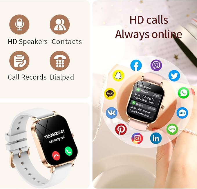 Smart Watches for Women Fitness Tracker for Women Fitness Watch with Heart Rate Monitor Sleep Monitoring Pedometer Calorie Voice Assistant for Android iOS