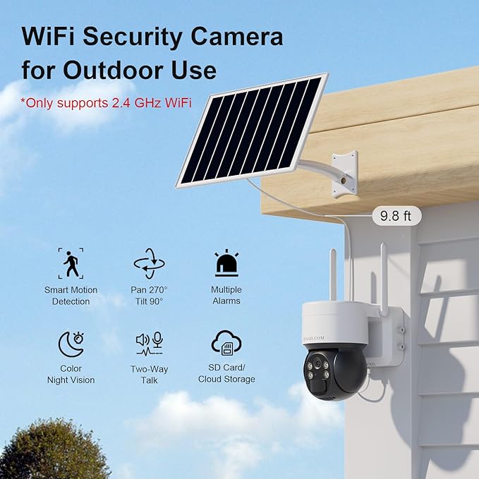 HOSAFE.COM Security Cameras Wireless Outdoor, Solar WiFi Cameras for Home Security, 2K Color Night Vision, AI Motion Detection, 2-Way Audio, IP66 Waterproof, SD/Free Cloud Storage (Need Apply)