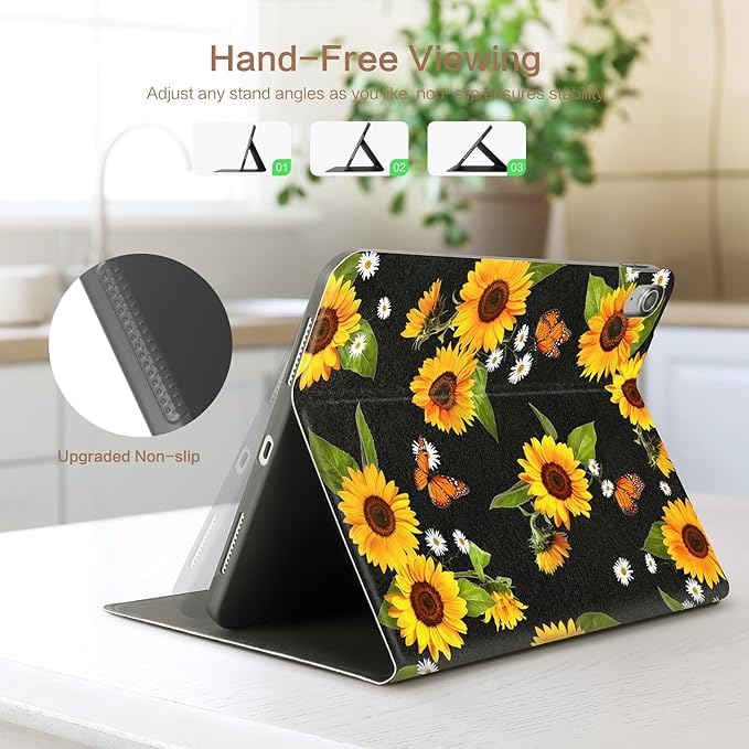 Lokigo for iPad (A16) 11th Generation 11 Inch 2025/10th Generation 10.9 Inch 2022 Case, Black Multi-Angle Viewing Protective Stand iPad 11 10 Case, Auto Wake/Sleep, Daisy