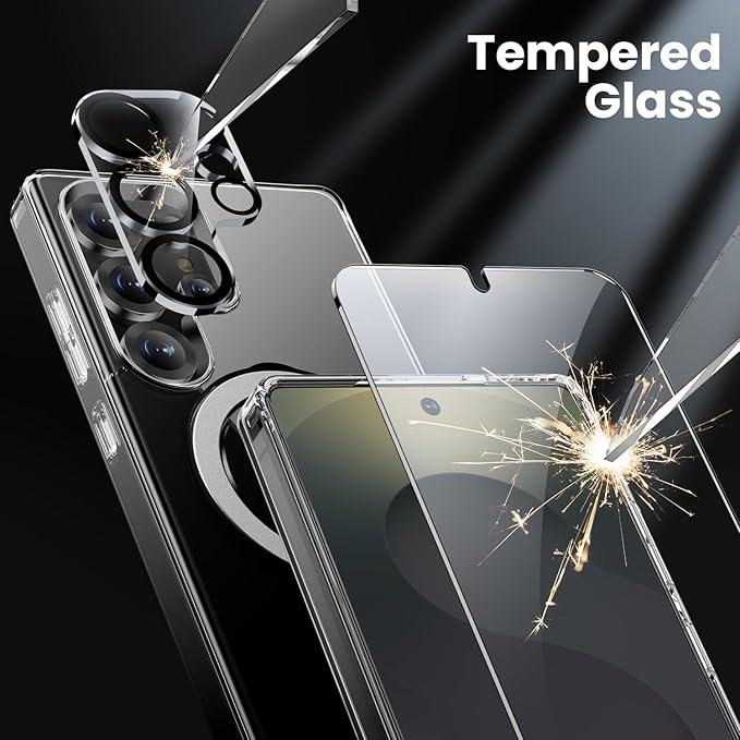 360°Ring Stand for Samsung Galaxy S25 Ultra Case with 1X Screen Protector +1X Camera Cover,Fit for MagSafe, Anti-Yellowing & Scratch-Resistant Back Phone Case for Galaxy S25 Ultra 6.9", Clear