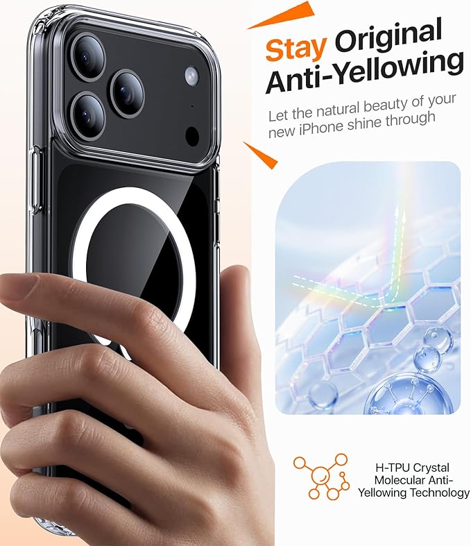 Magnetic for iPhone 17 Pro Max Case,[Anti-Slip][Compatible with MagSafe][Military Grade Drop Protection] Shockproof Protective Translucent Matte Phone Case for iPhone 17 Pro Max Case,Clear