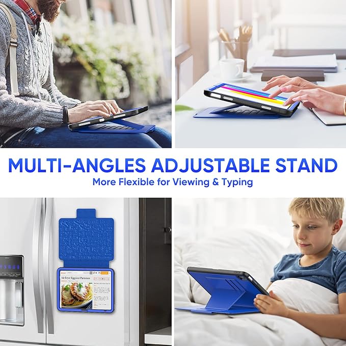 SEYMAC stock Case for iPad (A16) 11th/10th Generation 11''/10.9'', Strong Magnetic Auto Sleep Shockproof Case with Absorbing Multi-Angles Stand, Pen Holder, Card Slot (Blue)
