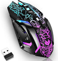 Wireless Gaming Mouse, Rechargeable Wireless Computer Mouse with Type-C Fast Charging, Ergonomic Mouse with 3 Adjustable DPI, 6 Silent Buttons, LED Light, Long Battery Life for Laptop, PC, Mac
