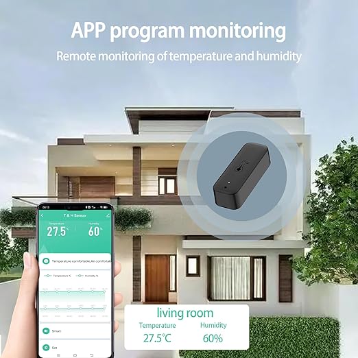 WiFi Hygrometer Thermometer Sensor, Wireless Smart Temperature Humidity Monitor with Remote App Notification Alert, for Home, Greenhouse Black (4 Pack)