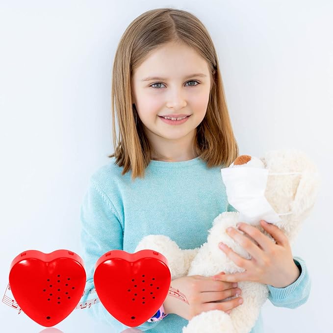 Civaner 2 Pack Voice Recorder for Stuffed Animal 20 Second Red Heart Voice Recorder Sound Recording Device Recordable for Plush Bears Toy