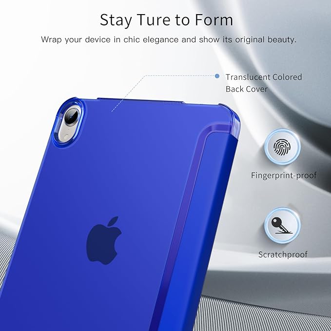 MoKo for iPad mini 7 (A17 Pro) Generation Case 2024, iPad mini 6 Case 2021, 8.3-inch Slim Lightweight Protective Hard Back PC Shell Stand Cover Support Touch ID, Auto Wake/Sleep, Klein Blue