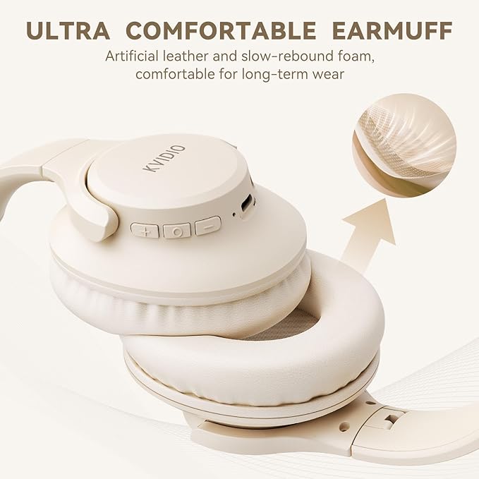 KVIDIO Bluetooth Headphones Over Ear, 65 Hours Wireless Headphones with Mic, Low Latency Foldable Lightweight Headset with Deep Bass, HiFi Stereo Sound Headphones for School Work Cellphone Sports