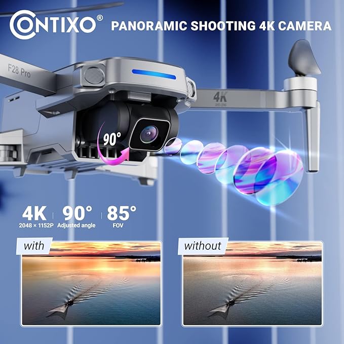 Contixo Mini GPS Drone With 4K Camera, 25 Mins Flight Brushless Motor, Way Point Orbit Mode, Follow Me RC Drones FPV Foldable Quadcopter For Beginner Adults Teenagers Kids