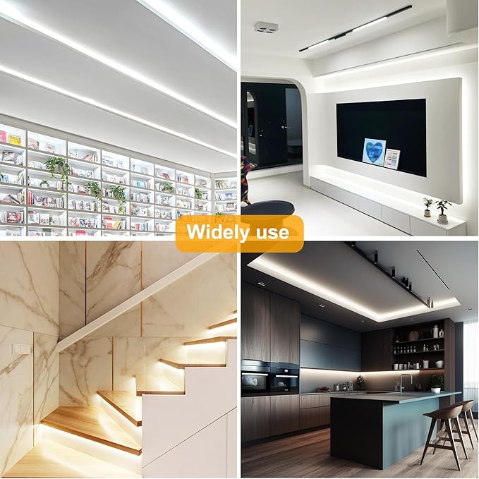 Pandery COB LED Strip Lights Cool White,24V Dimmable led Light Strip KIT with Remote and app Control,6000K 32.8FT/2 * 5m 8mm Wide Ra>90 Cuttable Flexible Strip Lights forBedroom,Wardrobe,Cabinet