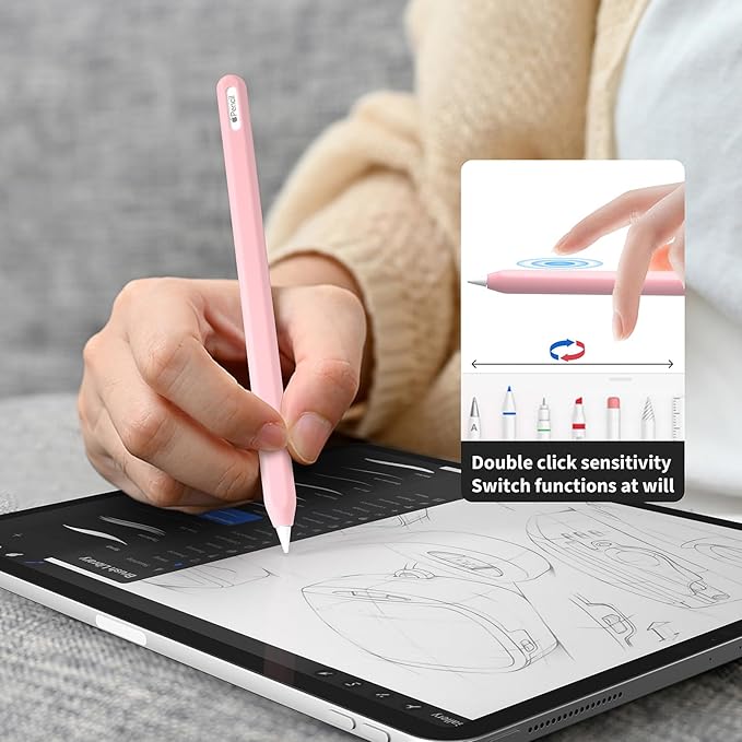Hi Color Silicone Pencil Cover for Apple Pencil 2nd/Apple Pencil Pro Cover Case Sleeve Ipad Pencil Protective Cover(Pink)