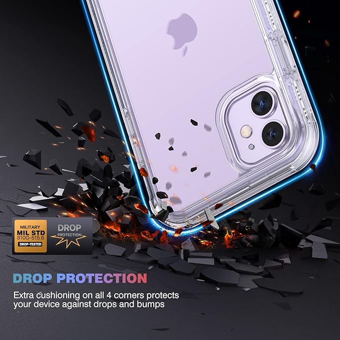 Diaclara Compatible with iPhone 11 Case, Full Body Rugged with Built-in Touch Sensitive Anti-Scratch Screen Protector, Soft TPU Bumper Case Clear Compatible with iPhone 11 6.1" (Crystal Clear)