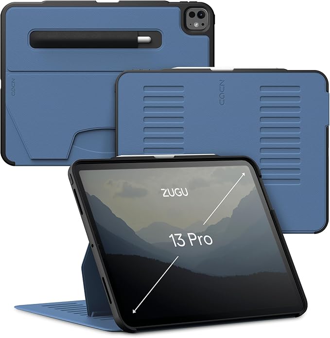 ZUGU Case for iPad Pro 13 (M4/M5) 2024/2025, Slim Protective Cover with Apple Pencil Holder, Auto Wake/Sleep, Multiple Viewing Angles, iPad Pro 13 Inch Case, Sturdy & Durable Phone Cover, Slate Blue