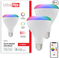 UltraPro Wi-Fi LED Smart Light Bulb, BR30, 65W Equivalent, RGB, Color Changing, White Select Tunable 2700K - 6500K, Dimmable, 2.4GHz Router Required, Circadian Rhythm, Easy-to-Use App, 2 Pack, 51452