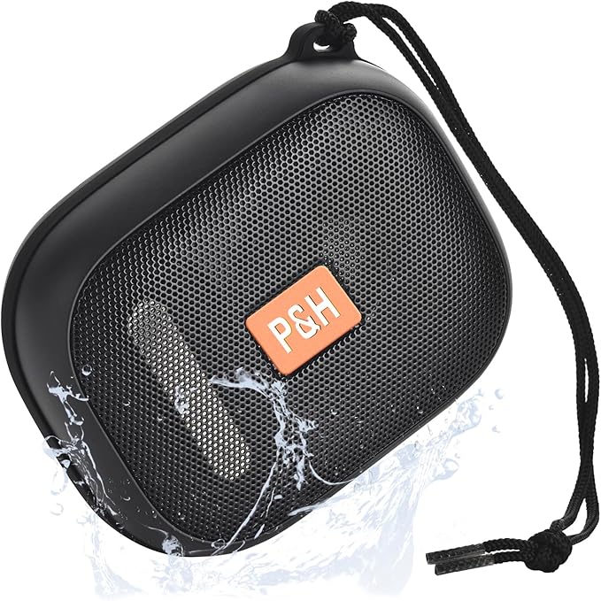 Portable Bluetooth Speaker, Small Speakers Bluetooth Wireless, IPX7 Waterproof Bluetooth Speaker Suitable for in Bathroom, Pools, Boating and Hiking Black
