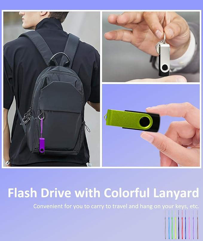 2GB USB Flash Drive 10 Pack, Nicepicten USB 2.0 Thumb Drives Zip Drive USB 2GB Memory Stick Swivel Pendrive Jump Drives Multipack with 10PCS Lanyard for Events Office (Colorful 10Pack 2 GB)