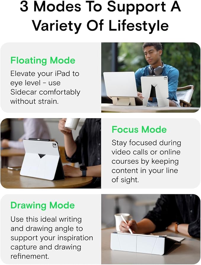 MOFT Folio Case for iPad Air 13-inch M3/M2 (2025/2024) - Silm Stand Protective Case with Detachable Pencil Holder, Multi-Angle Viewing, MOVAS Leather Cover, Auto Sleep/Wake, Misty Cove