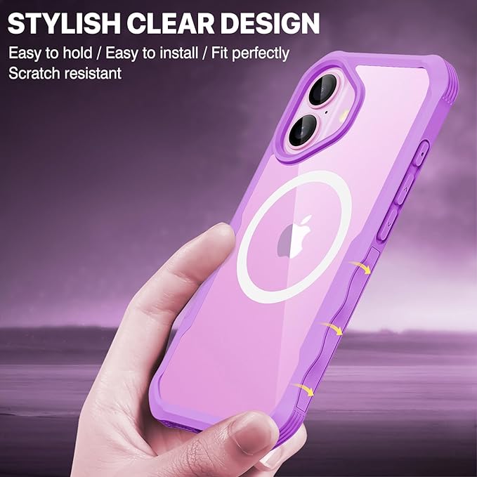 CENHUFO Magnetic Privacy for iPhone 16 Case [Compatible with Magsafe] Full Body Phone Case Built-in 9H Tempered Glass Privacy Screen Protector and Camera Lens Cover, Shockproof Bumper Clear -Rose Pink