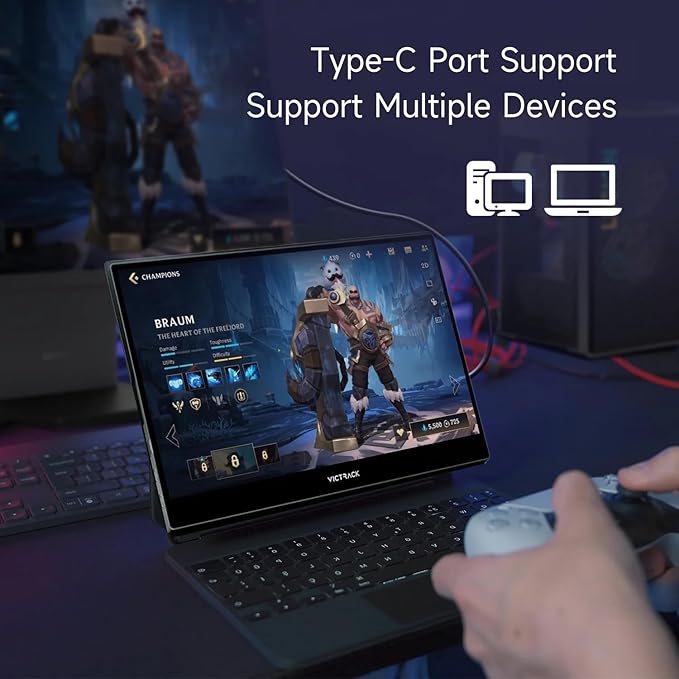 Victrack 4K Touchscreen Pro Gaming Portable Monitor, 13.3" Ultra UHD (3840*2160), for handheld gaming pc, style as ASUS Rog Ally, Lenovo Legion go, 100% RGB IPS Display HDR Travel Monitor Smart Cover