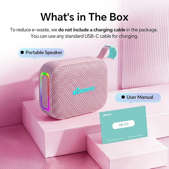 Portable Bluetooth Speaker Waterproof Gift: IPX5 HD Sound Up to 24H Playtime, TWS Pairing, Wireless Speakers with Lights, Mom Gifts, Outdoor|Travel| Camping|Pool|Beach Essentials Accessories-Pink