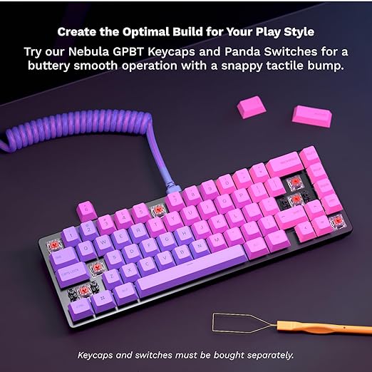 GLORIOUS GMMK 2 Gaming Barebones Keyboard - Hot Swappable TKL DIY, Compact Mechanical Keyboard Kit- Wired, RGB Backlit,- PC Setup Accessories- 65%, Pink